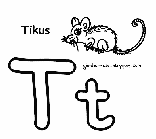 gambar mewarnai huruf t tikus