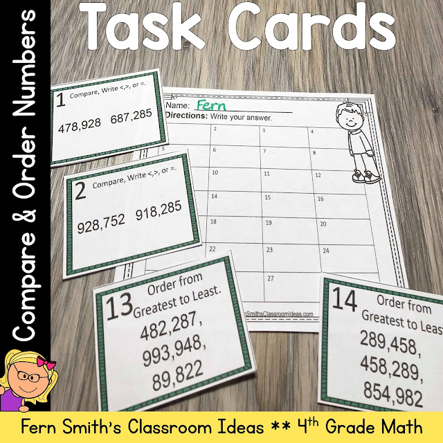 Download this Fourth Grade Math Compare and Order Numbers Task Cards Resource to Use in Your Classroom Today!