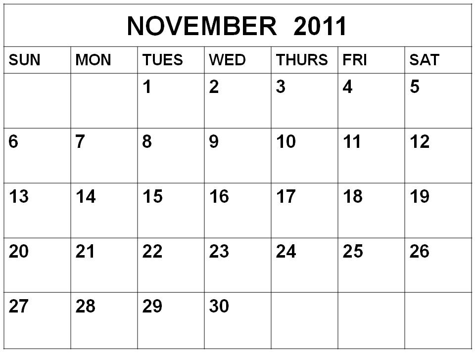 To download and print this Free Monthly Blank Calendar 2011 November: