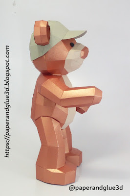 Oso papercraft vista lateral de todo el cuerpo