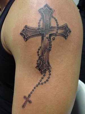 nice tattoos for men on shoulder. cross tattoos for men on back. Cross Tattoos For Men On Arm