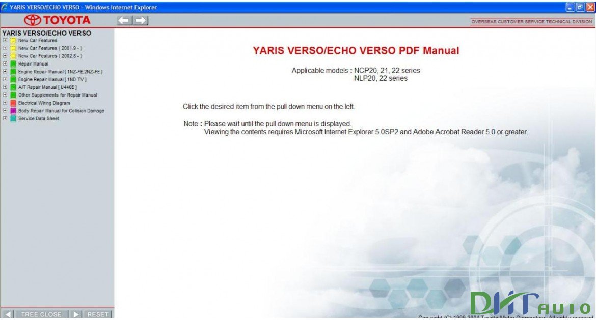 TOYOTA YARIS VERSO / ECHO VERSO SERVICE &amp; REPAIR MANUAL ...