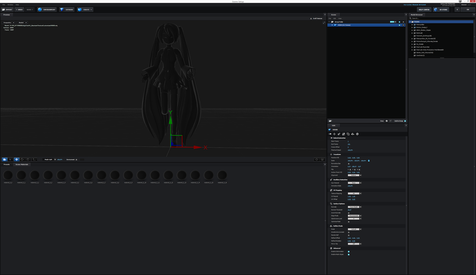 Replystudio Mmdbridgeを使用したobj連番出力によるmmdモデル モーションのaftereffects Element 3d 連携 その3