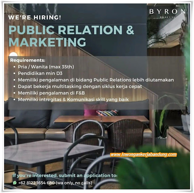 Loker Bandung Public Relation dan Marketing Byron Selective
