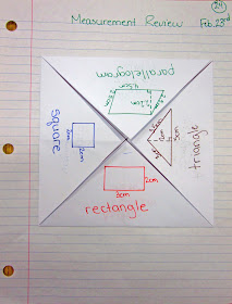 photo of area and perimeter math journal entry @ Runde's Room