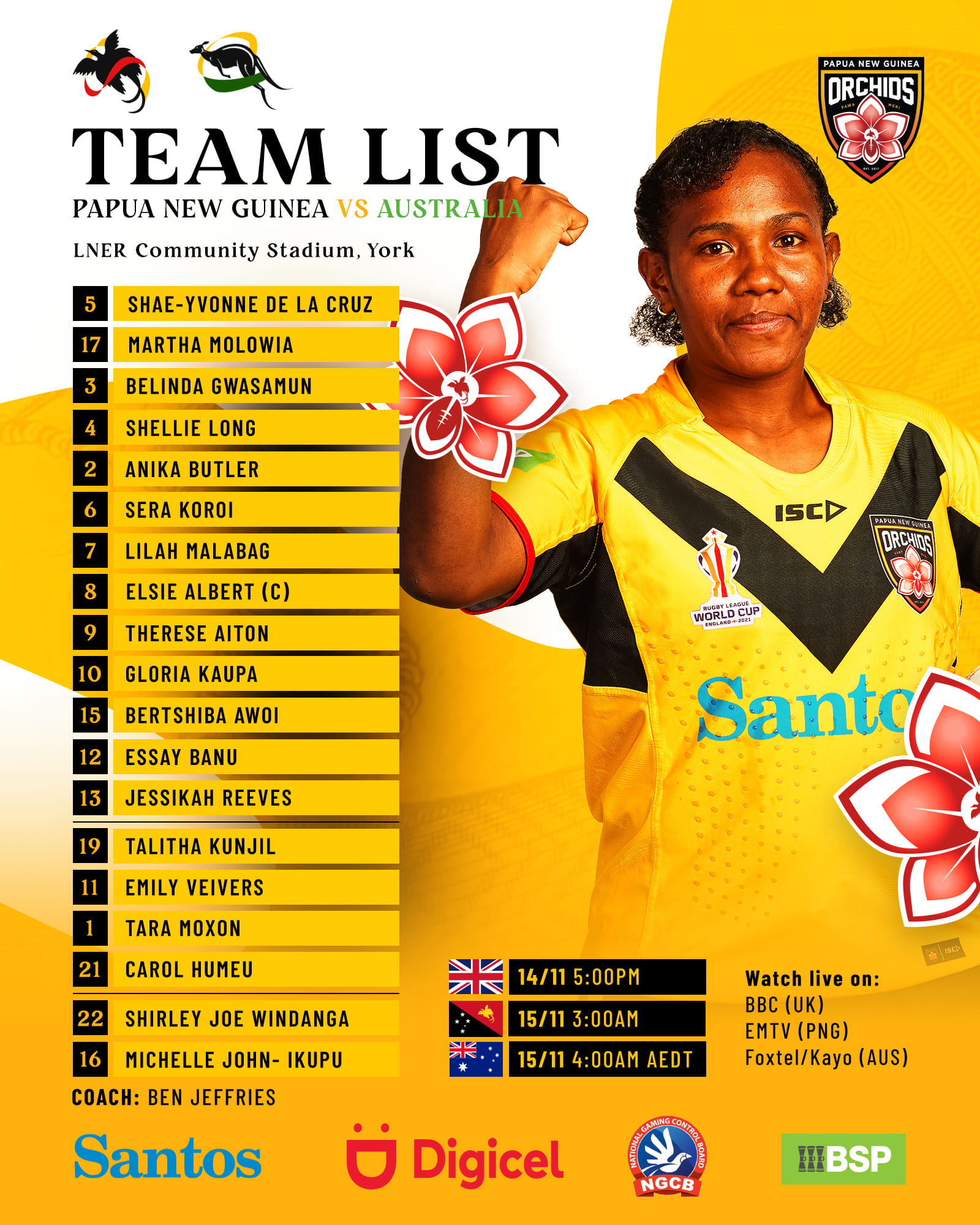 PNG Orchids Team to Face Australia in Womens Rugby League World Cup