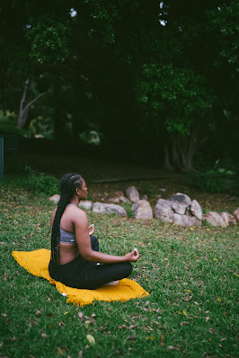 A woman meditation outside