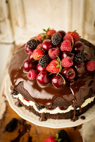 Chocolate and berry cake