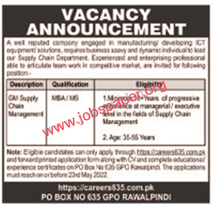 Rawalpindi Government Jobs 2022 Advertisement