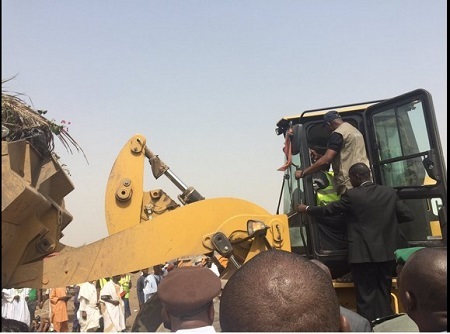 Minister of Environment, Amina Mohammed Drives Bulldozer During Sanitation in Abuja (Photos)