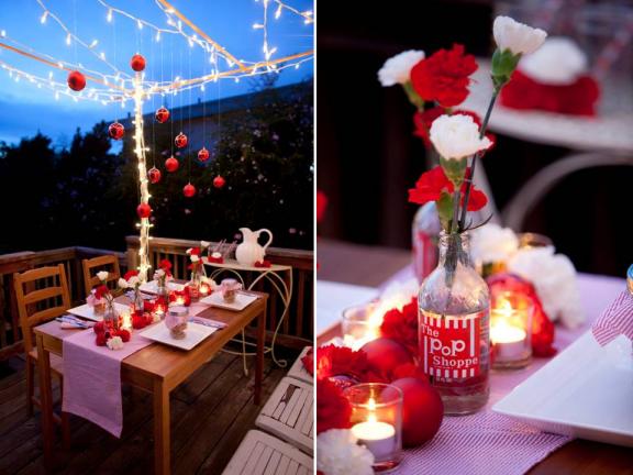 red and navy blue wedding centerpieces