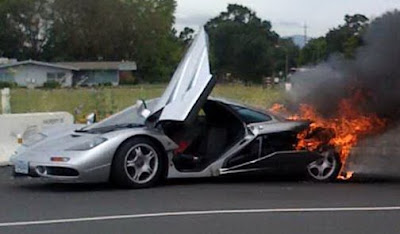 McLaren F1 on fire