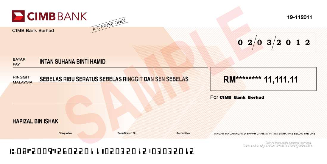 DESIGN MOKAP CEK , REPLIKA CEK HANTARAN  Kilang Cetak 
