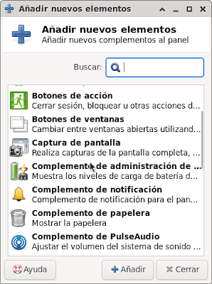 añadir nuevos elementos al panel