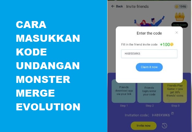 Cara Memasukkan Kode Undangan Monster Merge Evolution