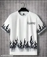 mens tshirt cotton white half sleeves printed