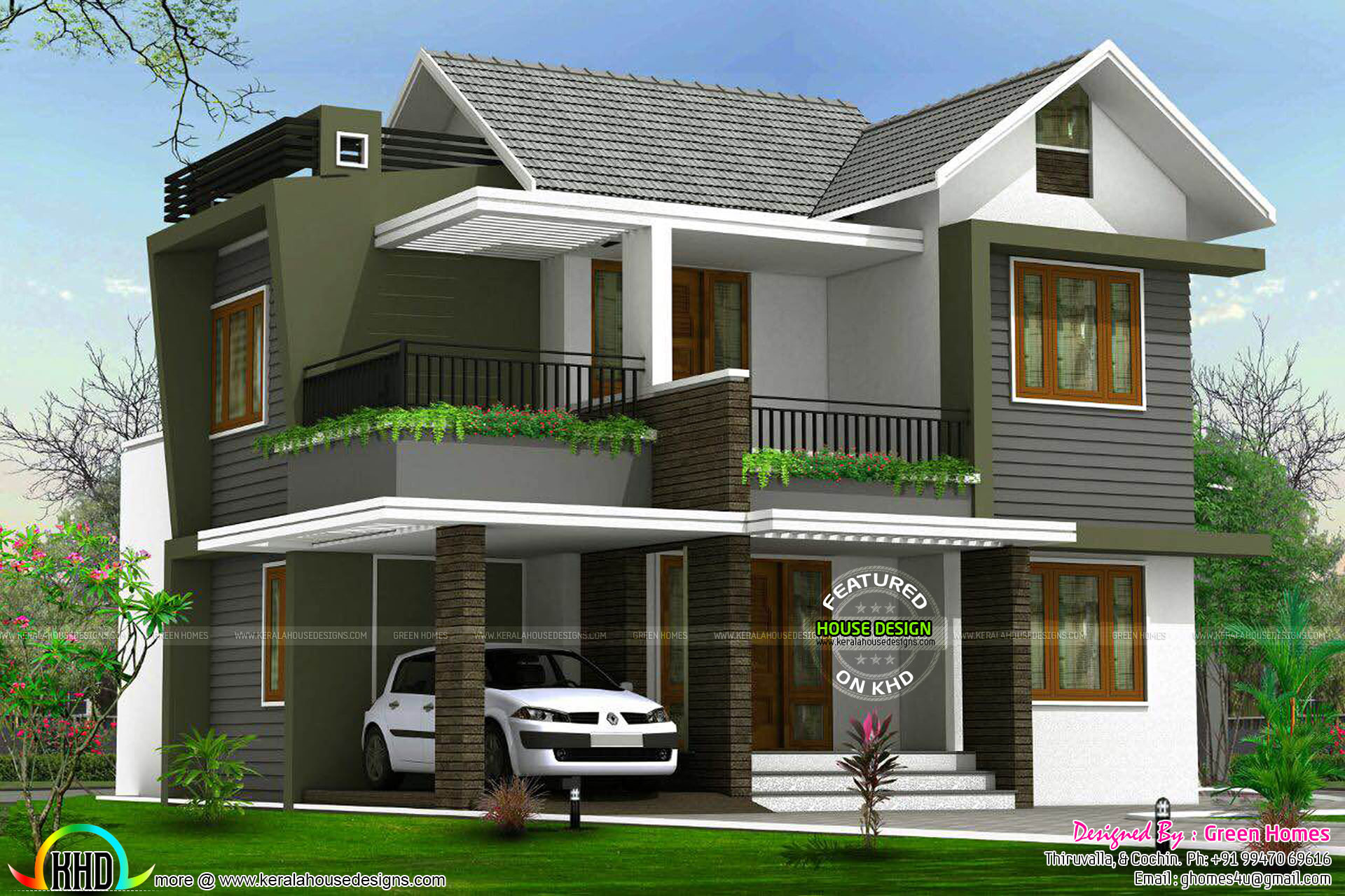 4BHK floor plan  and elevation  in 5 cent Kerala home  