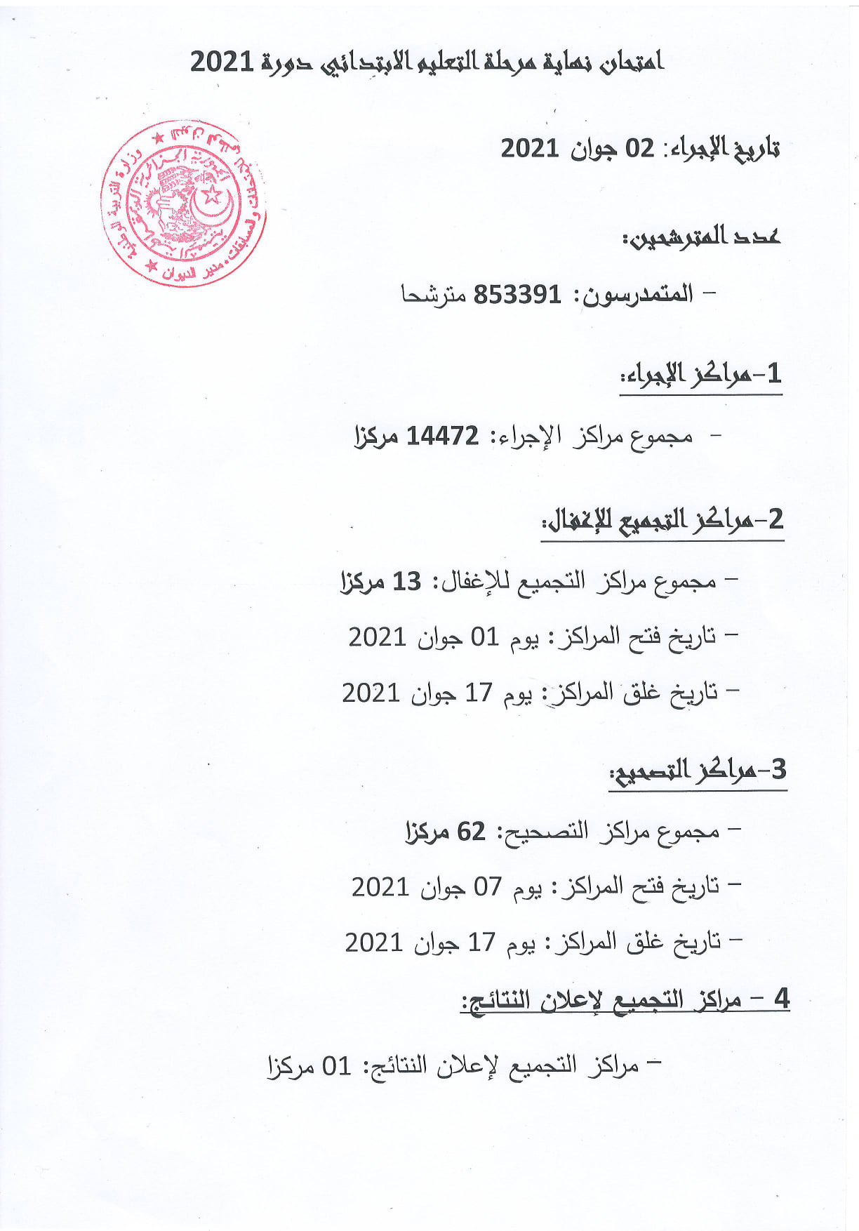 نشرت وزارة التربية الوطنية، الاثنين، رزنامة سير الإمتحانات المدرسية الرسمية دورة 2021.