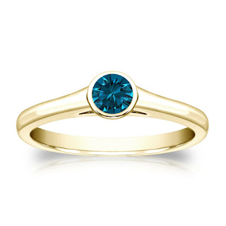 Diamant Ring 0.25 Karat blauer Solitär 585/14K Gelbgold