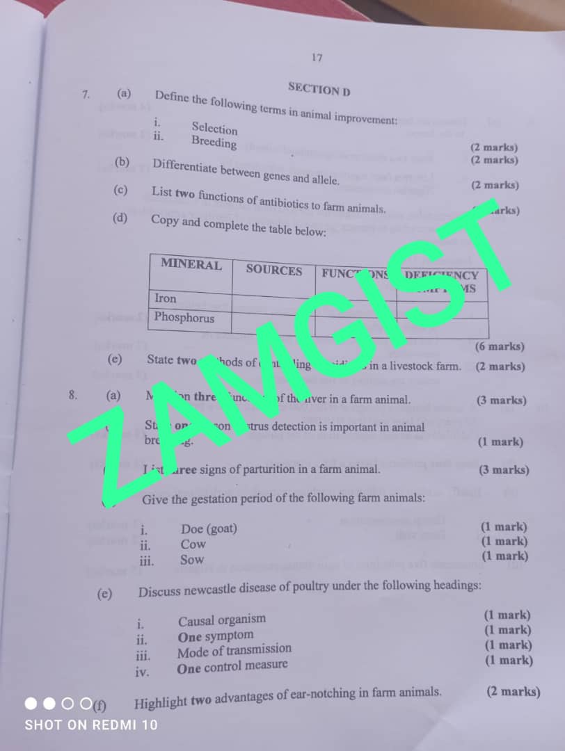 neco 2021 agric science essay and objective question and answers