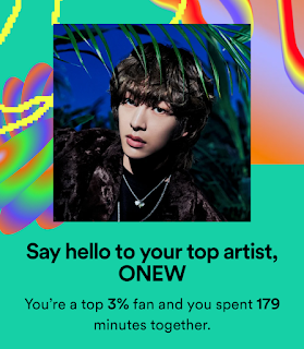 A screenshot of my Spotify Wrapped showing my top played artist: Onew.