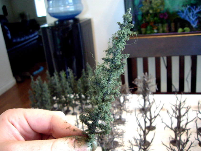 Woodland Scenics pine tree armature with conifer green foliage