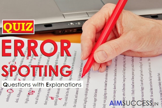 Error Detection MCQ for SBI Clerk 2018: 06 April