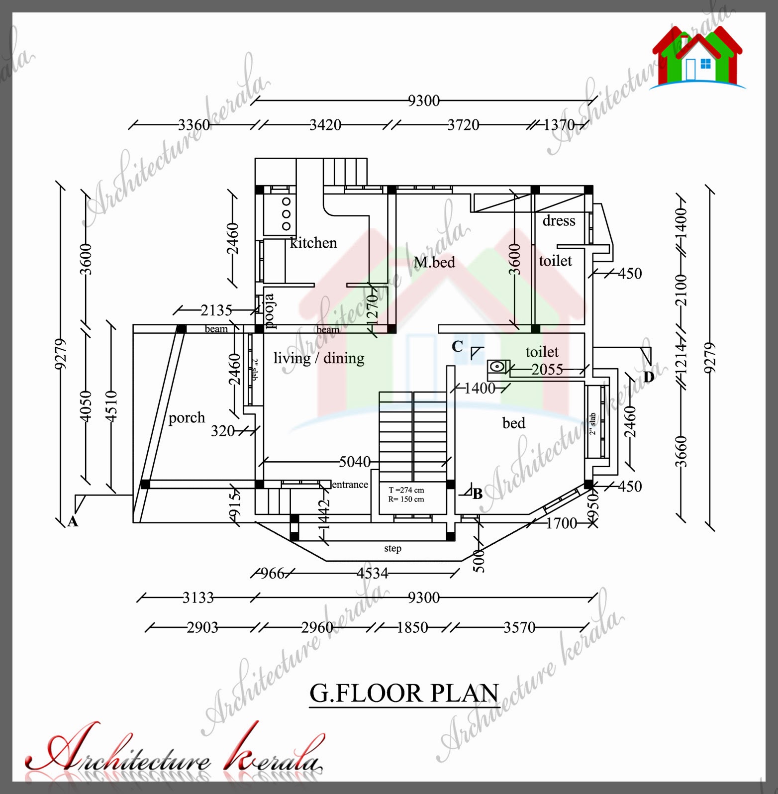 1800 SQ FT HOUSE  PLAN  WITH DETAIL DIMENSIONS  