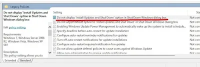 Do Not Display "Instal Updates And Shut Down"