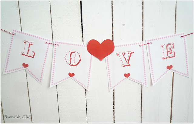 Free Valentine printable flag from BistrotChic