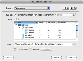 Configurer le Code Hinting pour modifier un thème Wordpress avec Dreamweaver