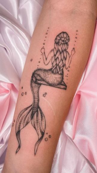 mermaid-dot-work-arm-tattoo