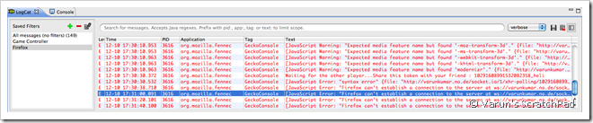 Firefox Native UI - Conole logs