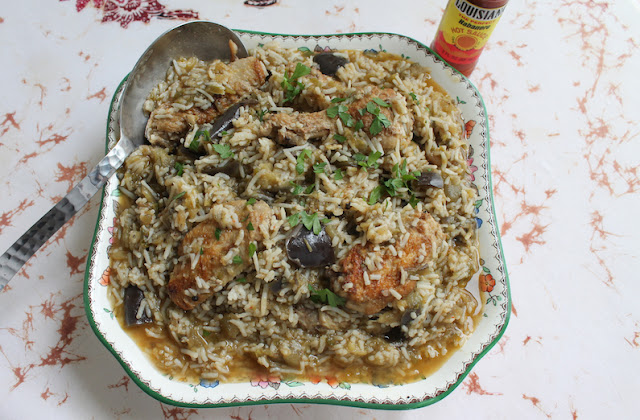 Food Lust People Love: Spicy and delicious, this Cajun chicken eggplant dressing can be a side dish or dinner! Either way, if you like eggplant, you are going to love it.