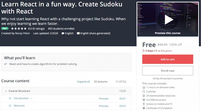 [100% Off] Learn React in a fun way. Create Sudoku with React| Worth 94,99$