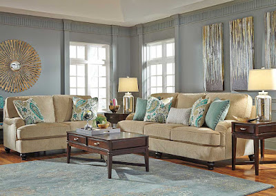  classic loveseat and sofa with tables