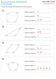 MamaLovePrint . Grade 2 Math Worksheets . Knowing Angles (Right angle, acute angle, obtuse angle) Daily Practice PDF Free Download