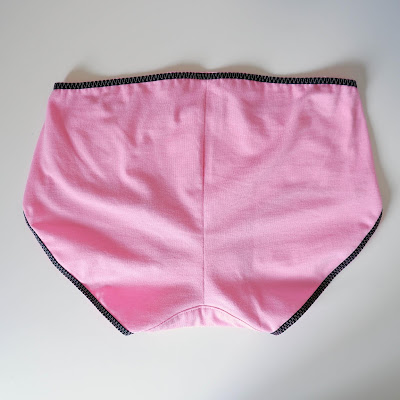 Pictures shows the back of a pair of panties with the shaped back crotch.
