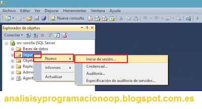 Creación de un inicio de sesión en SQL Server 2008