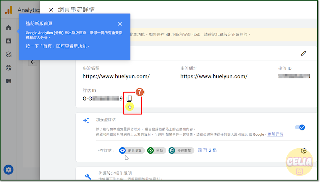 Google Analytics copy Evaluation ID