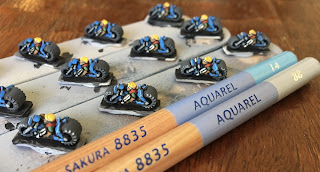 GW Epic Squat Bikers Edge Highlight with Watercolor Pencils Aquarel Blue