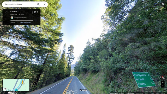 Ave of the Giants - 61 Miles to Eureka sign