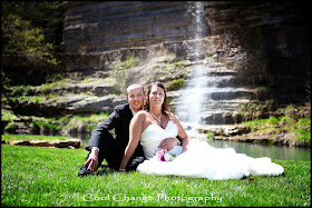 Bride and Groom at waterfall
