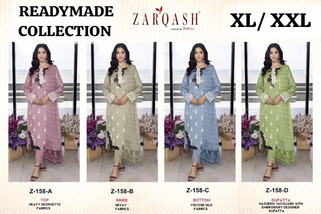 158 Zarqash Georgette Embroidered Work Pakistani Readymade Suits