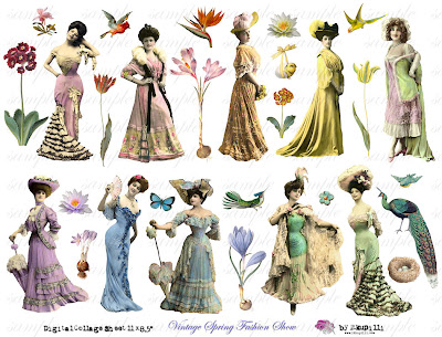 Classic Fashion Show on 243 Vintage Spring Fashion Show   Digital Collage Sheet