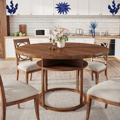 Round multifunctional Dining Table, with 4 storage