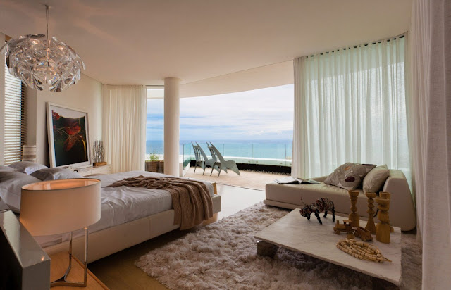 Picture of modern bedroom with the ocean view