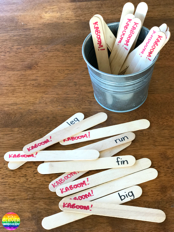 KABOOM Craft Stick Rhyming Word Game Literacy Center | you clever monkey