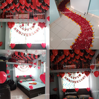 Romantic room decoration in Pune for wedding anniversary