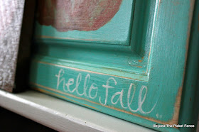 hello fall, hand-lettered sign, pumpkin sign, upcycled. https://goo.gl/nISyuY